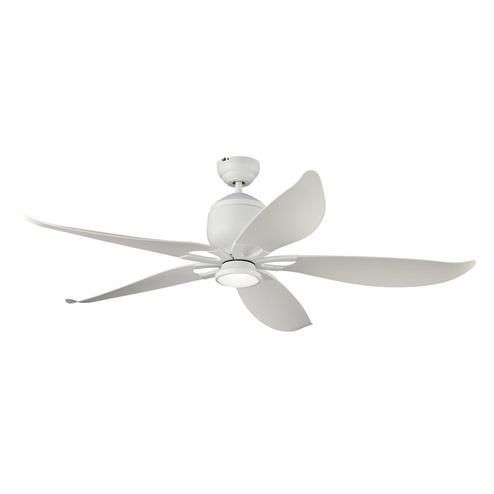 Monte Carlo Lily 56 In Led Indoor Outdoor Matte White Ceiling Fan With Light Kit And Remote Control