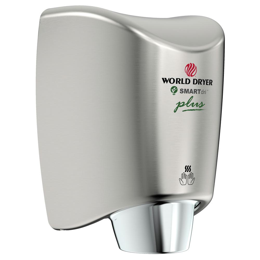 110-120V Single Port Nozzle World Dryer K-973P SMARTdri Plus High Efficiency Intelligent Automatic Hand Dryer with Stainless Steel Brushed Cover