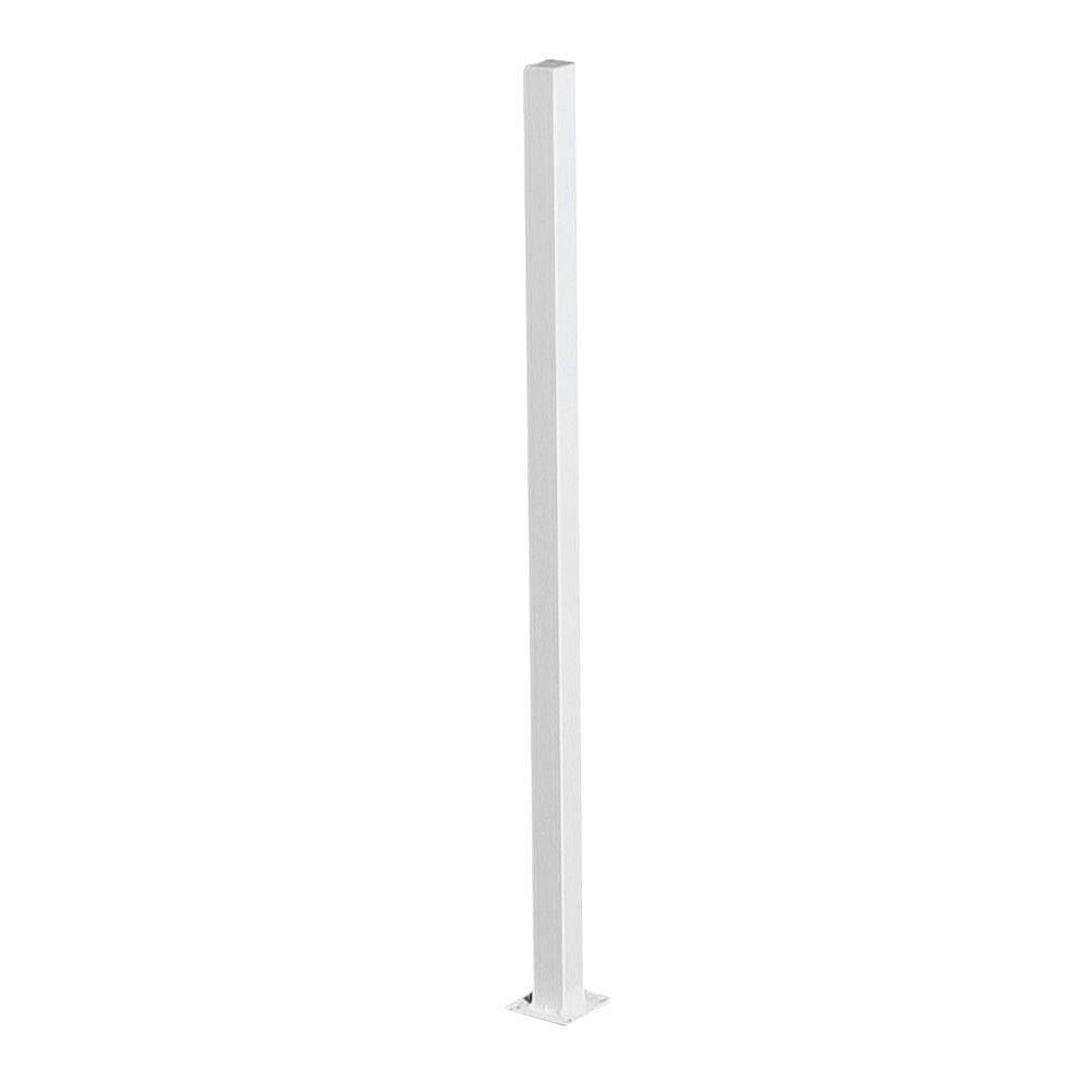 US Door & Fence 2 in. x 2 in. x 3 ft. White Metal Fence Post with