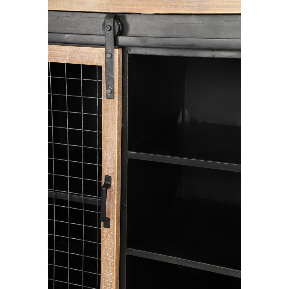 Litton Lane Black Metal And Reclaimed Wood Rolling Cabinet With