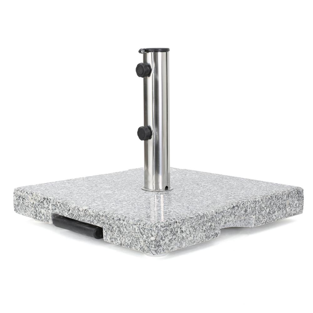Patio Umbrella Stands Bases Umbrellas The Home Depot Granite And Stainless Steel Patio Umbrella Base In Natural Grey