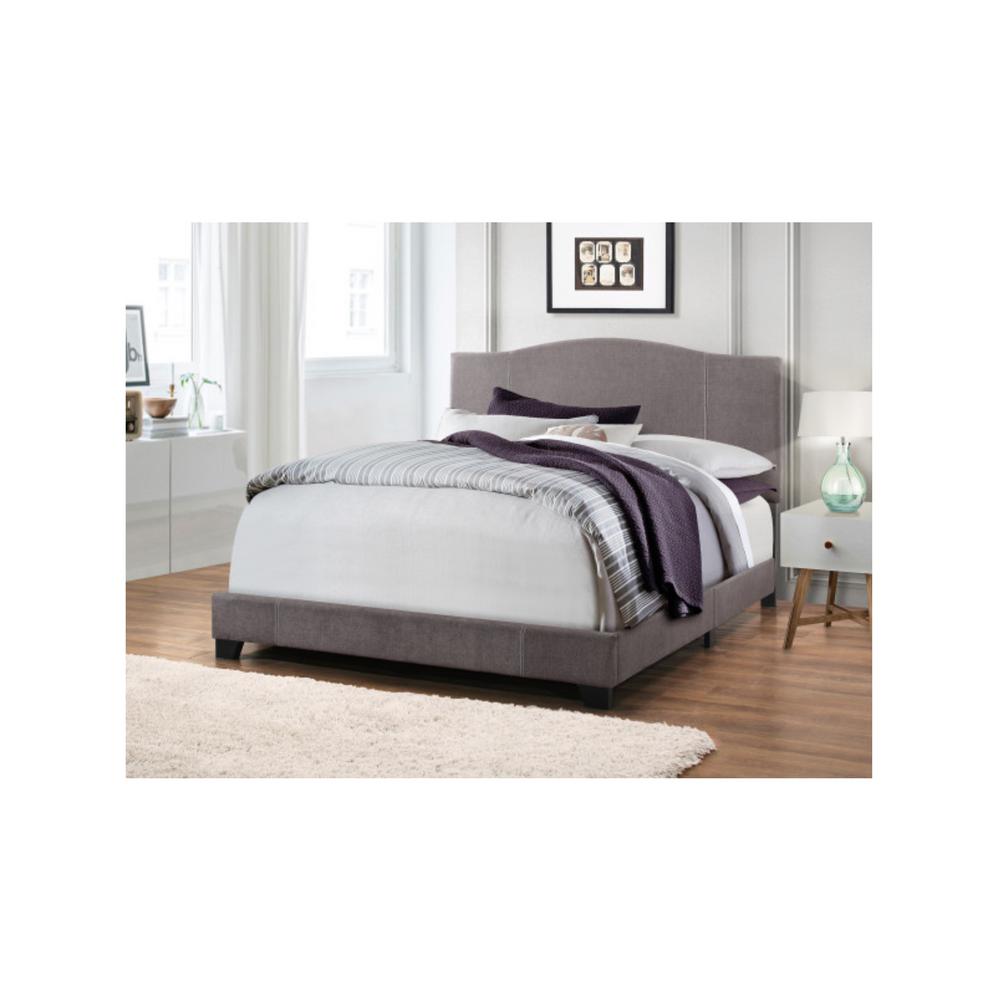 Pulaski Furniture All In One Modified Camel Back Upholstered Denim All In One Modified Camel Back Upholstered Denim Cement Gray King Bed