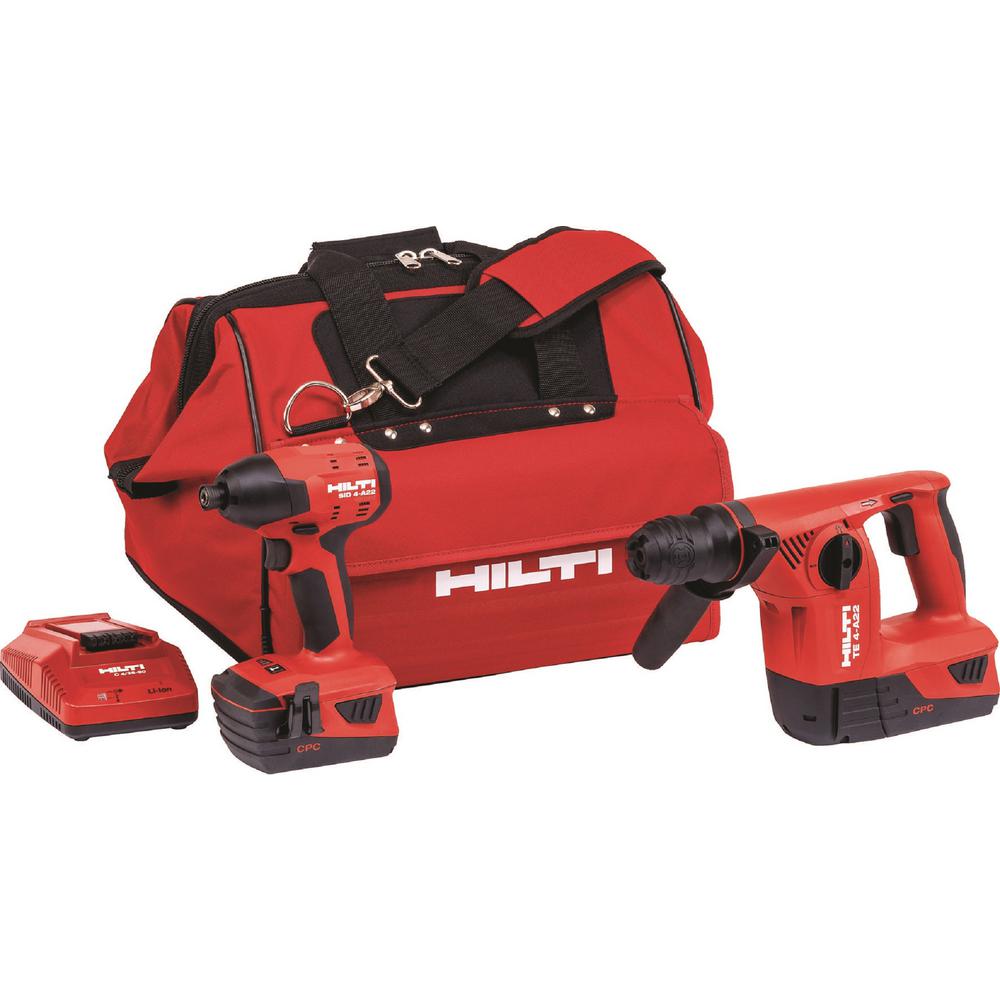 Hilti Lithium-Ion Cordless SDS Chuck Hammer Drill Impact Driver Combo ...