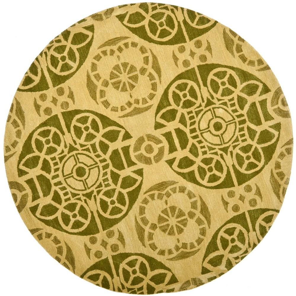 Round Safavieh Yellow Area Rugs The Home Depot Wyndham Honey Green 7 Ft X Round Area Rug