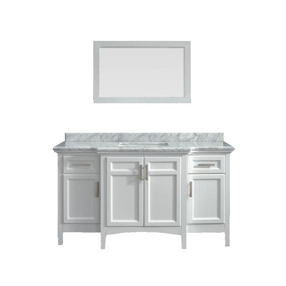 Single Sink Bathroom Vanities Bath The Home Depot Vanity In White With Marble Top Carrara