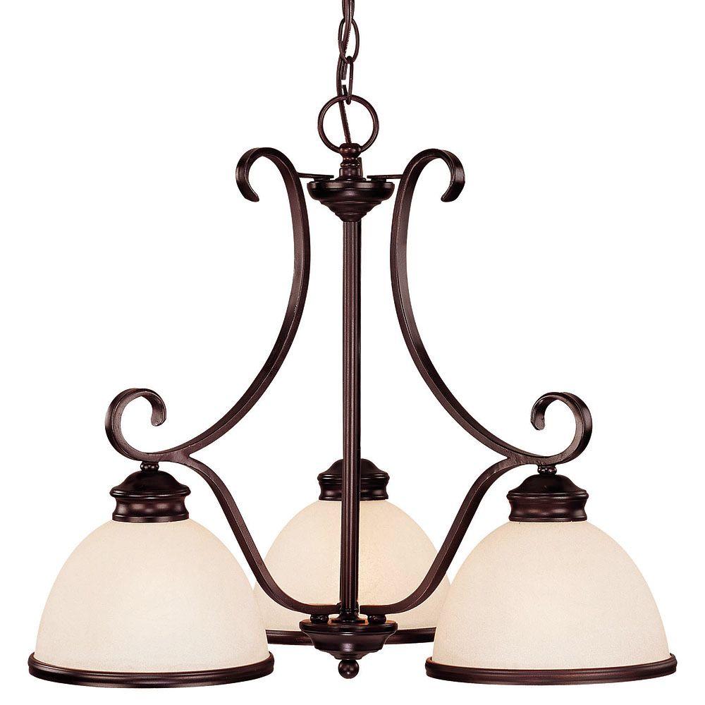 Illumine 3Light Chandelier English Bronze Finish Cream Marble Glass