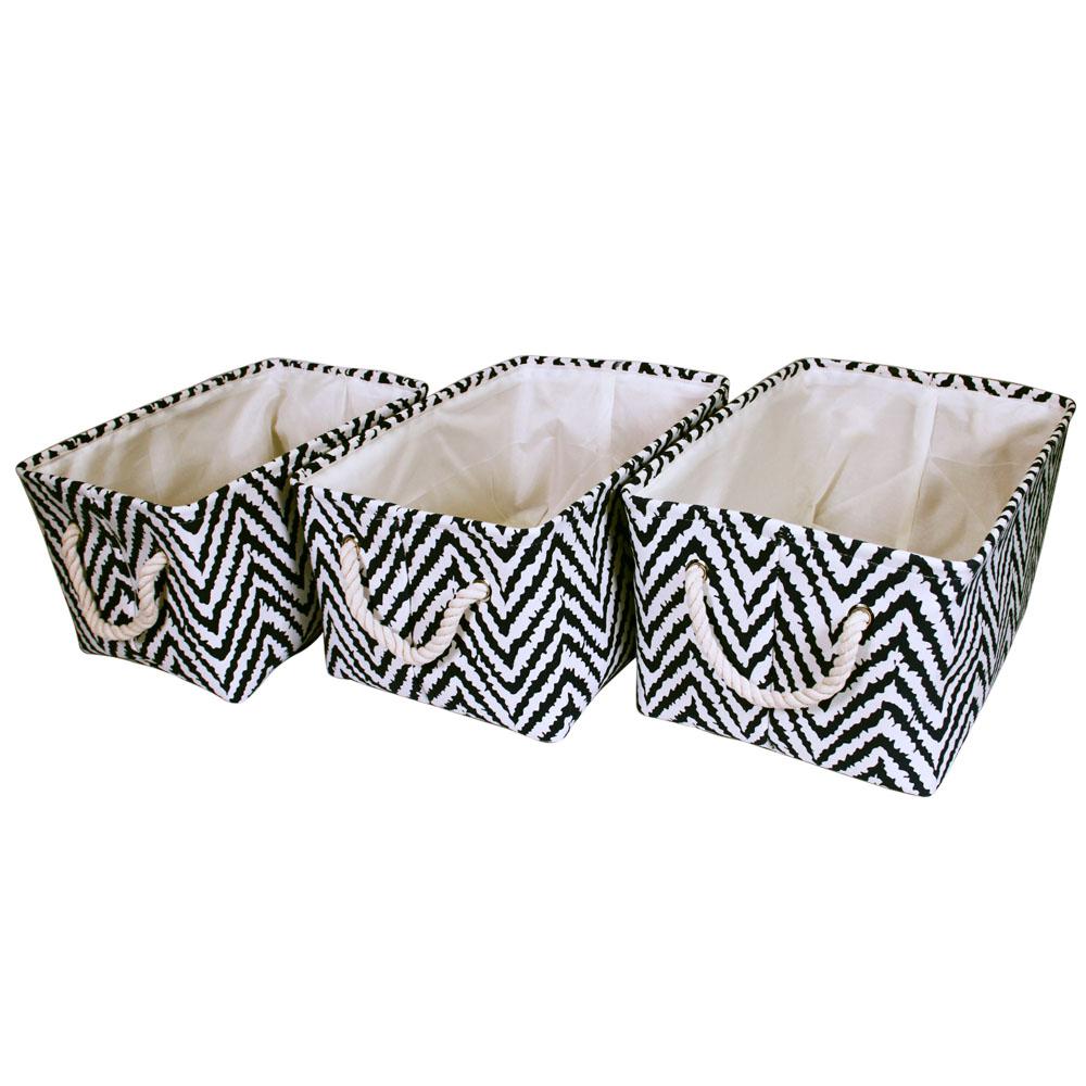 Jia Home 17 In X 9 4 Rectangular Fabric Basket Set With Rope Rectangular Fabric Basket Set With Rope Handles