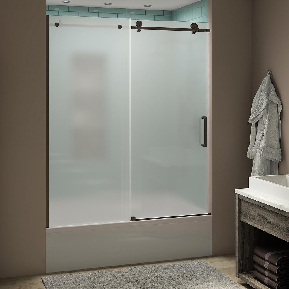 Aston Cine Xl 56 60 In X 70 Frameless Sliding Tub Door With Ultra Bright Frosted Glass Oil Rubbed Bronze Tdr984fruw Uc Orb 6070 The Home Depot - Frosted Glass Shower Door For Tub Aston Cine Xl 56 60 In X 70 Frameless Sliding Tub Door With Ultra Bright Frosted Glass Oil Rubbed Bronze Tdr984fruw Uc Orb 6070 The Home Depot - Frosted Glass Shower Door For Tub
