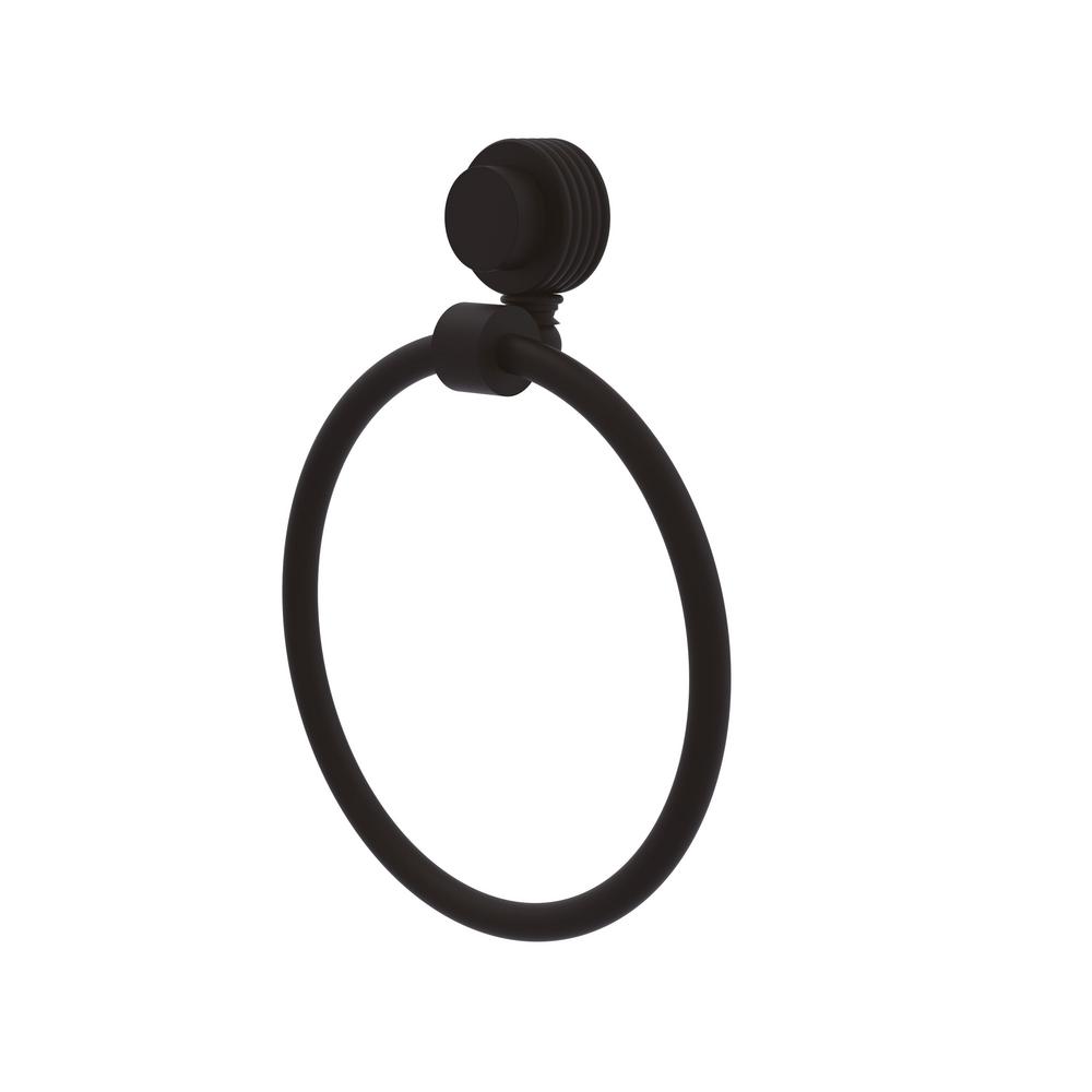 Allied Brass Venus Collection Towel Ring with Groovy Accent in Oil