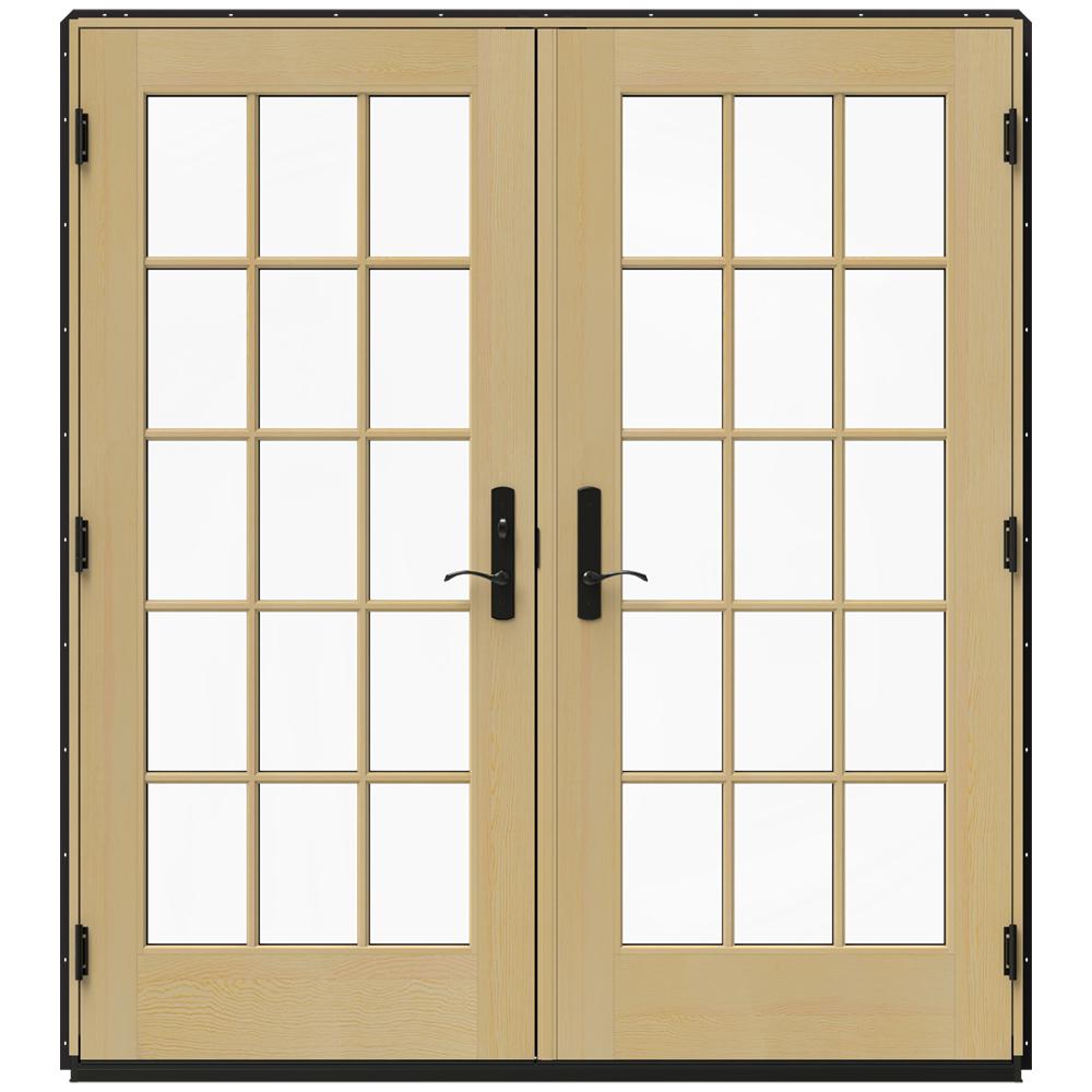 JELDWEN 71.25 in. x 79.5 in. W4500 Black RightHand Inswing French