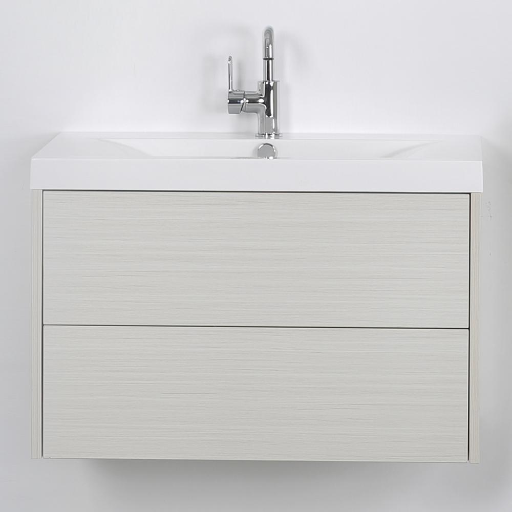 31 5 In W X 19 4 H Bath Vanity Gray With Resin Top White Basin