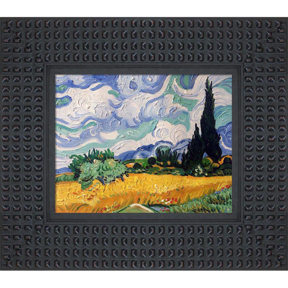 La Pastiche Wheat Field With Cypresses With Java Bean By Vincent Van Gogh Framedoil Painting 16 5 In X 14 5 In Vg1 Fr x10 The Home Depot