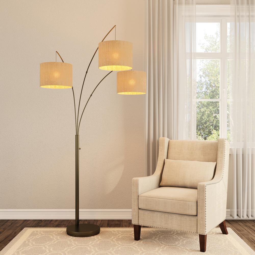 Adesso Trinity 82 In Antique Bronze Arc Lamp
