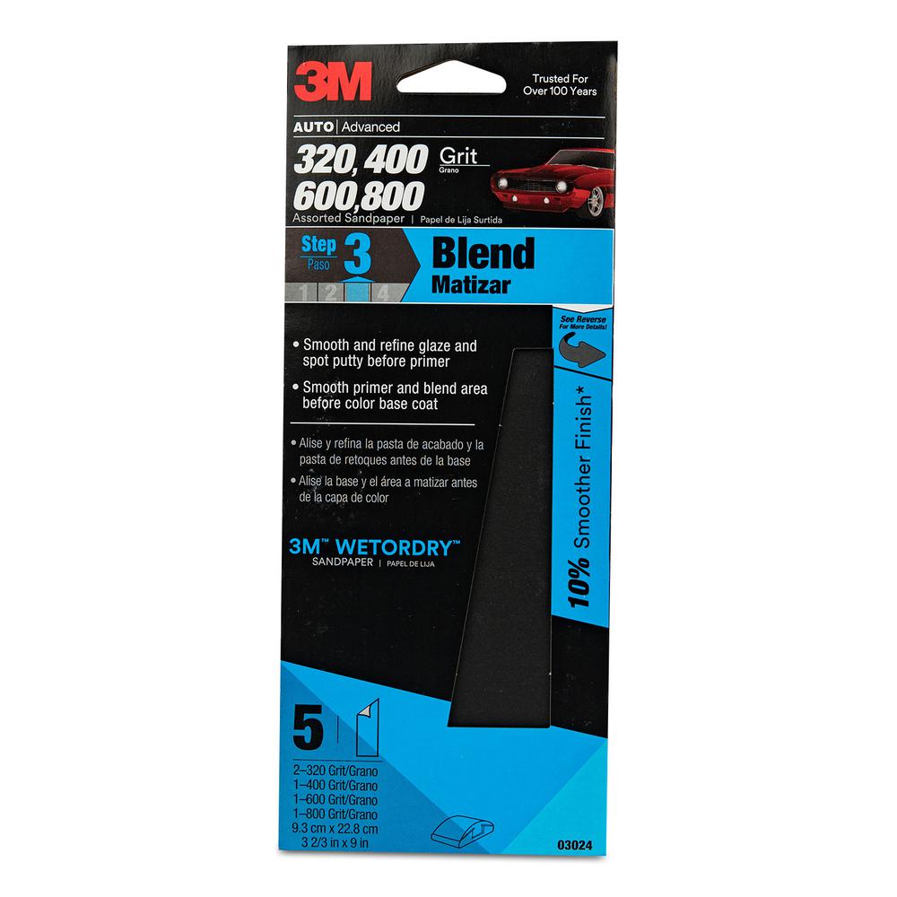 3M Wetordry 3-2/3 inch x 9 inch 320, 400, 600 and 800 Assorted Grit Sandpaper... by 3M