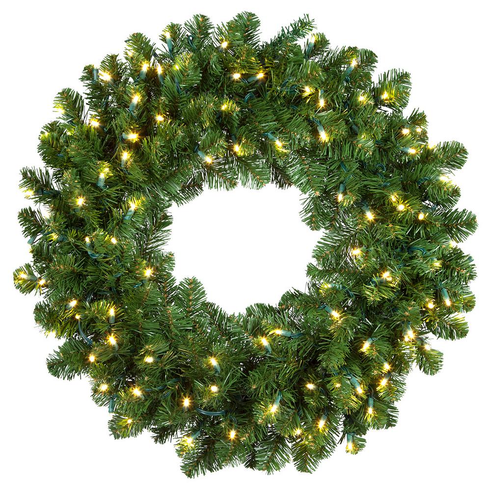 Red Sleigh Oregon Fir 36 in. Pre-Lit Artificial Commercial Wreath with ...