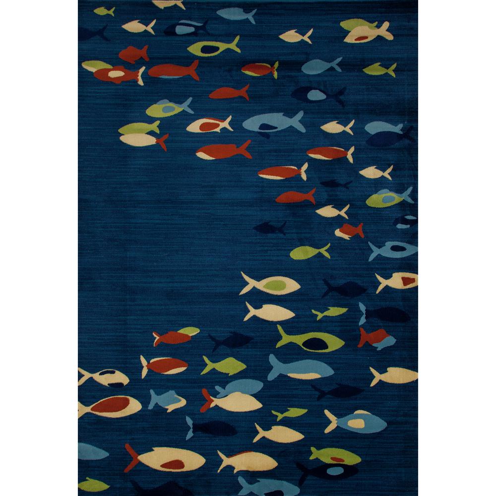 Art Carpet Seaport Fish School Navy Blue 5 Ft X 8 Area Rug