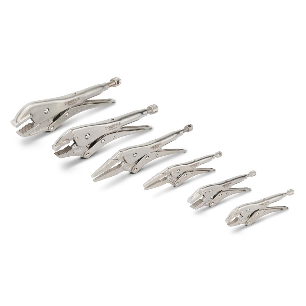 TEKTON Straight, Curved, Long Nose Locking Pliers Set (6Piece