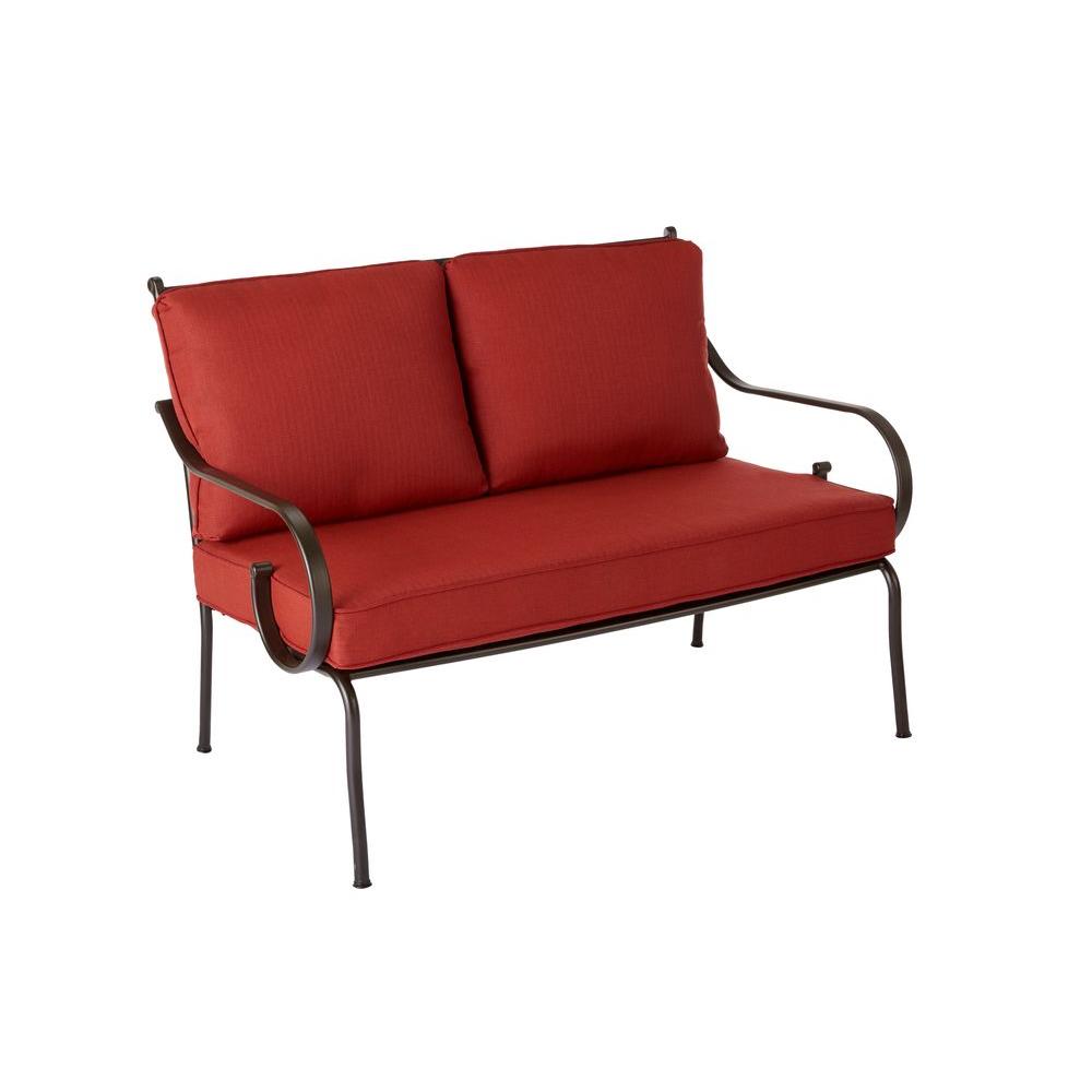 Hampton Bay Middletown Patio Loveseat with Chili CushionsD11200LV The Home Depot