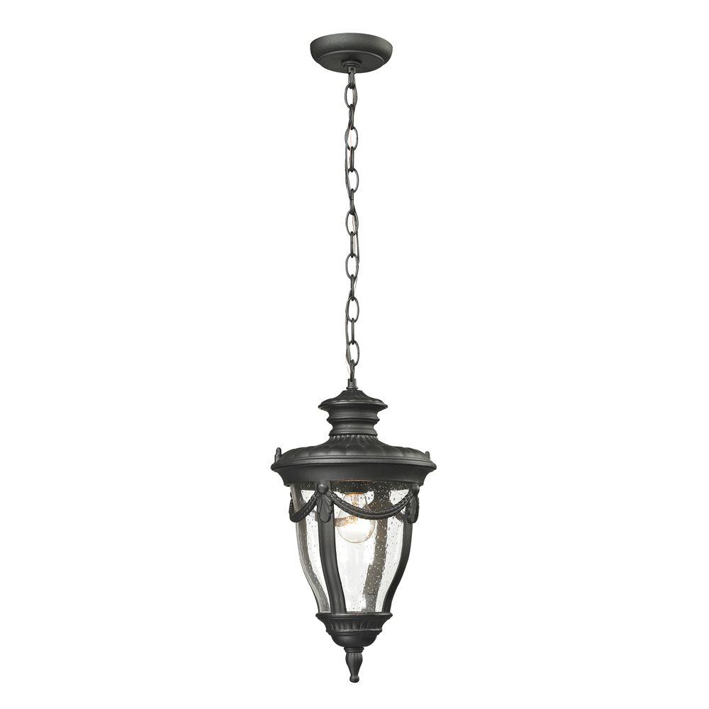 Titan Lighting Langley Collection 1-Light Textured Matte Black Outdoor ...