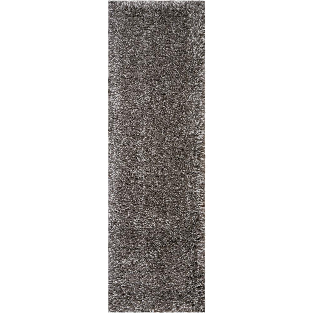 Nourison Ultra Plush Shag 8' Runner Charcoal Grey Plush Area Rug459794