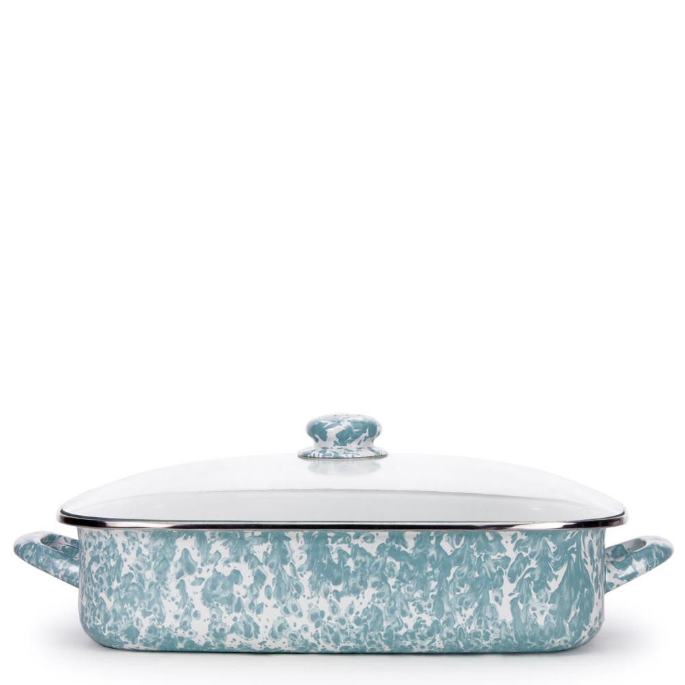 Golden Rabbit Sea Glass 10.5 qt. Enamelware Roasting Pan with LidGL15