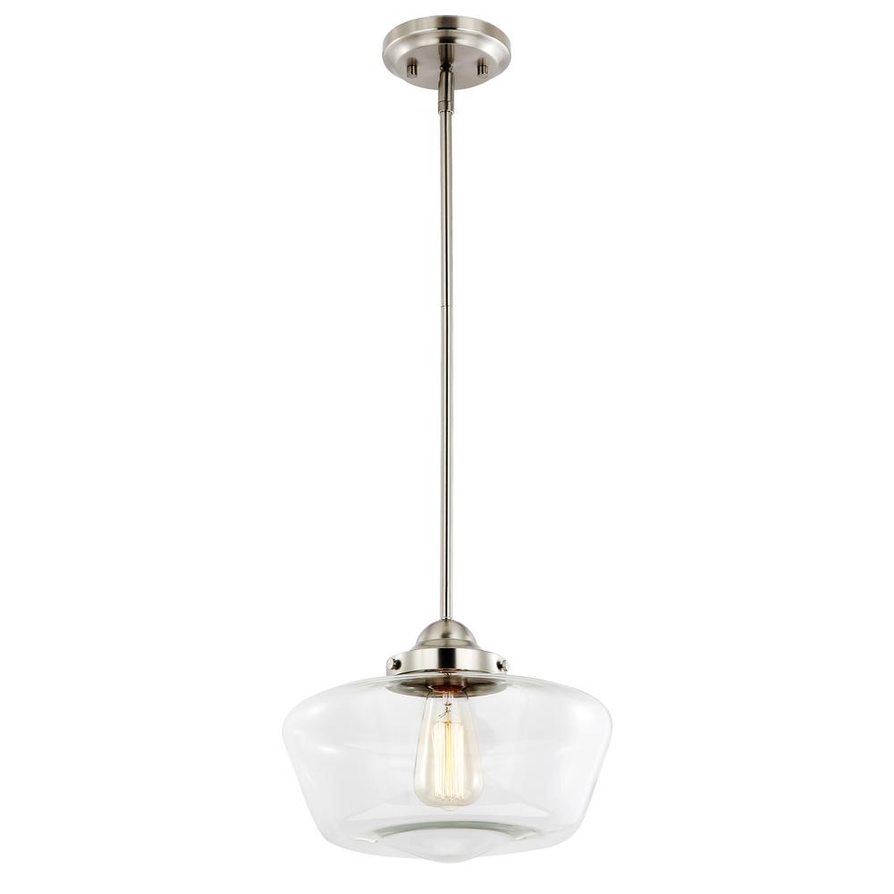 Light Society Portola 1 Satin Nickel Schoolhouse Pendant Light Satin Nickel Schoolhouse Pendant