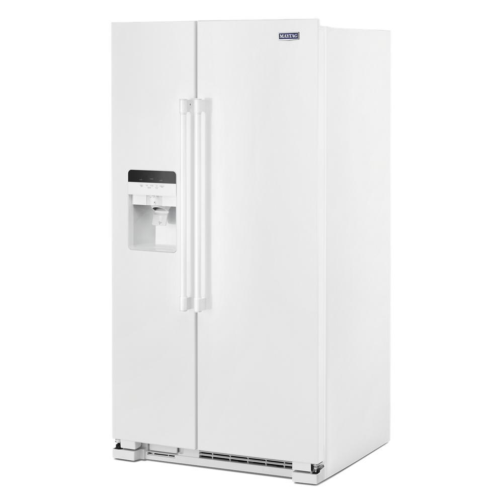 Maytag 25 Cu Ft Side By Side Refrigerator In White With Exterior Ice And Water Dispenser Mss25c4mgw The Home Depot