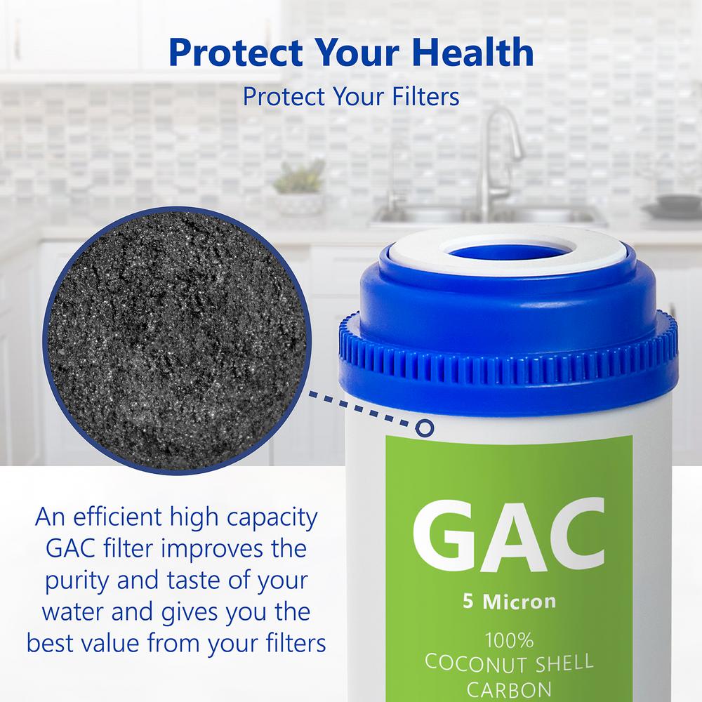 5 Pcs GAC Granular Activated Coconut Shell Carbon Reverse Osmosis Water Filter