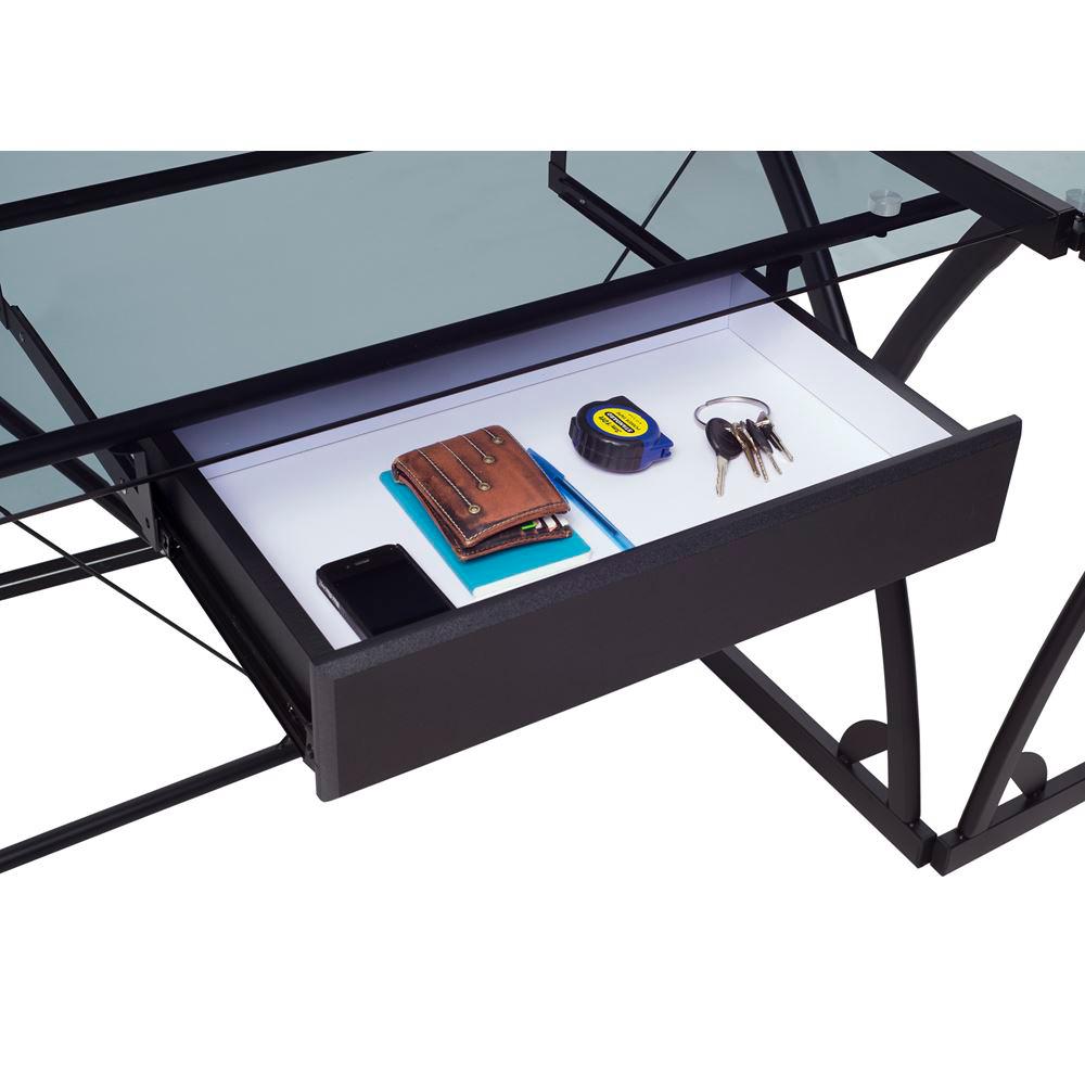 Regency 58 In Black L Shaped 1 Drawer Computer Desk With