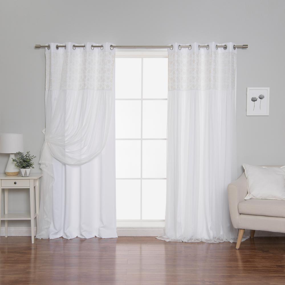 Best Home Fashion White 84 In L Irene Lace Overlay Room