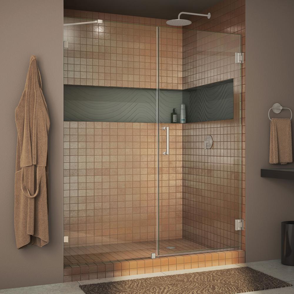 Dreamline Unidoor Lux 58 In X 72 In Frameless Hinged Shower Door In Brushed Nickel Shdr 23587210 04 The Home Depot