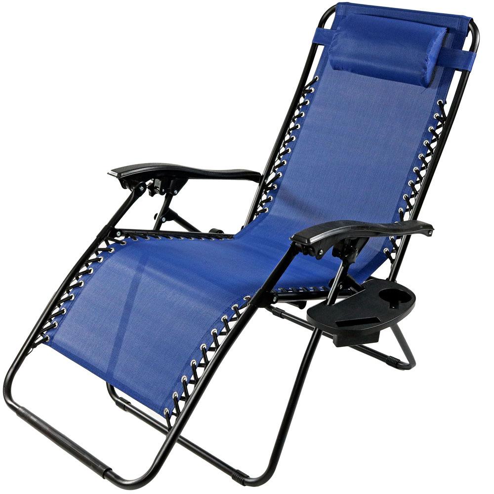 Sunnydaze Decor Oversized Navy Blue Zero Gravity Sling Patio Lounge Chair  with Cupholder-DL-762 - The Home Depot