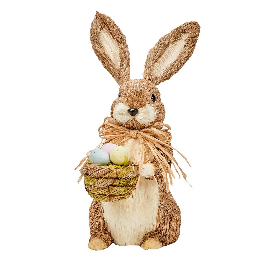 14 in. Easter Sitting Bunny Holding a Basket with Eggs3331 The Home