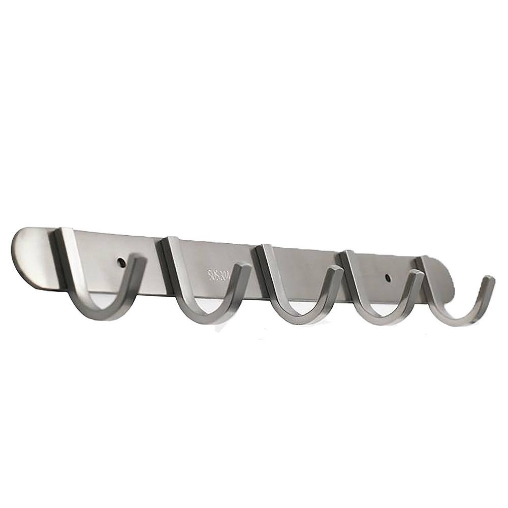 QT Home Decor 5 Square Hook Rack Modern Brushed Solid Stainless Steel