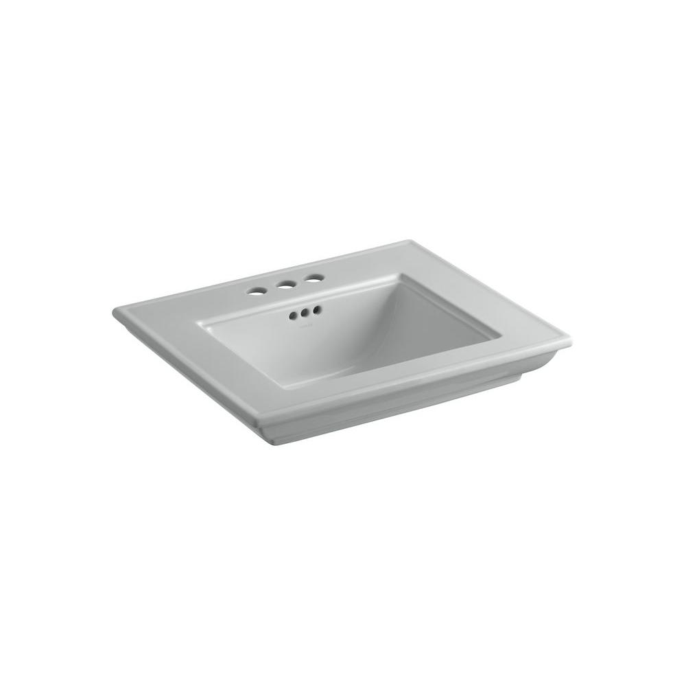KOHLER Memoirs 5 in. Ceramic Pedestal Sink Basin in Ice Grey with Overflow DrainK2345495