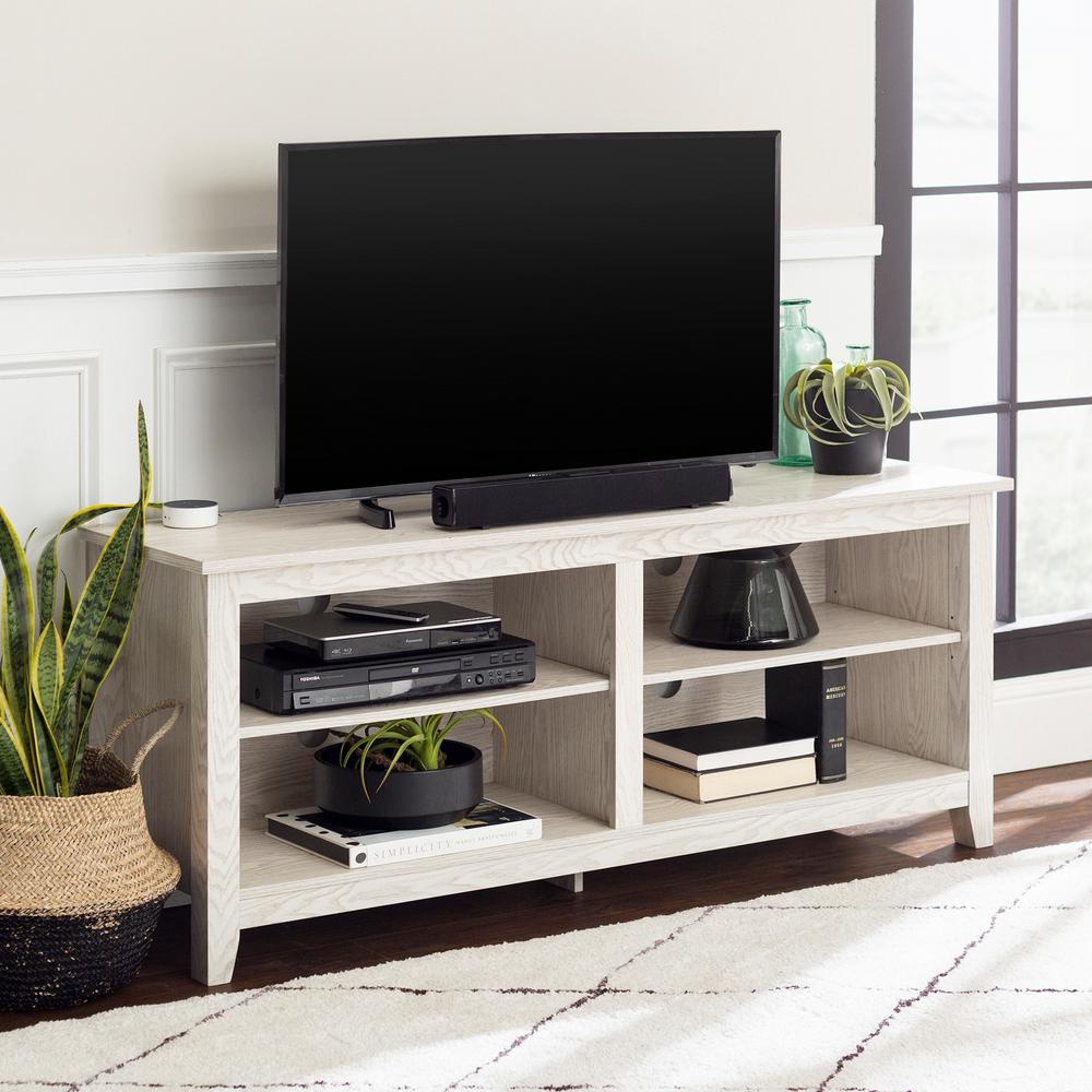 TV Stand Entertainment Center TV's up to 60" Rustic White Wash Wood