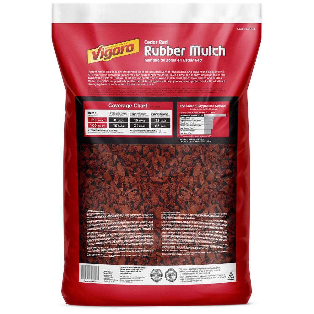 Vigoro 0 8 Cu Ft Cedar Red Bagged Rubber Mulch Hdvcrmn8cb The Home Depot