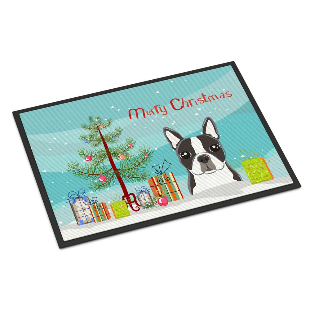 Caroline S Treasures 24 In X 36 In Indoor Outdoor Christmas Tree And Boston Terrier Door Mat