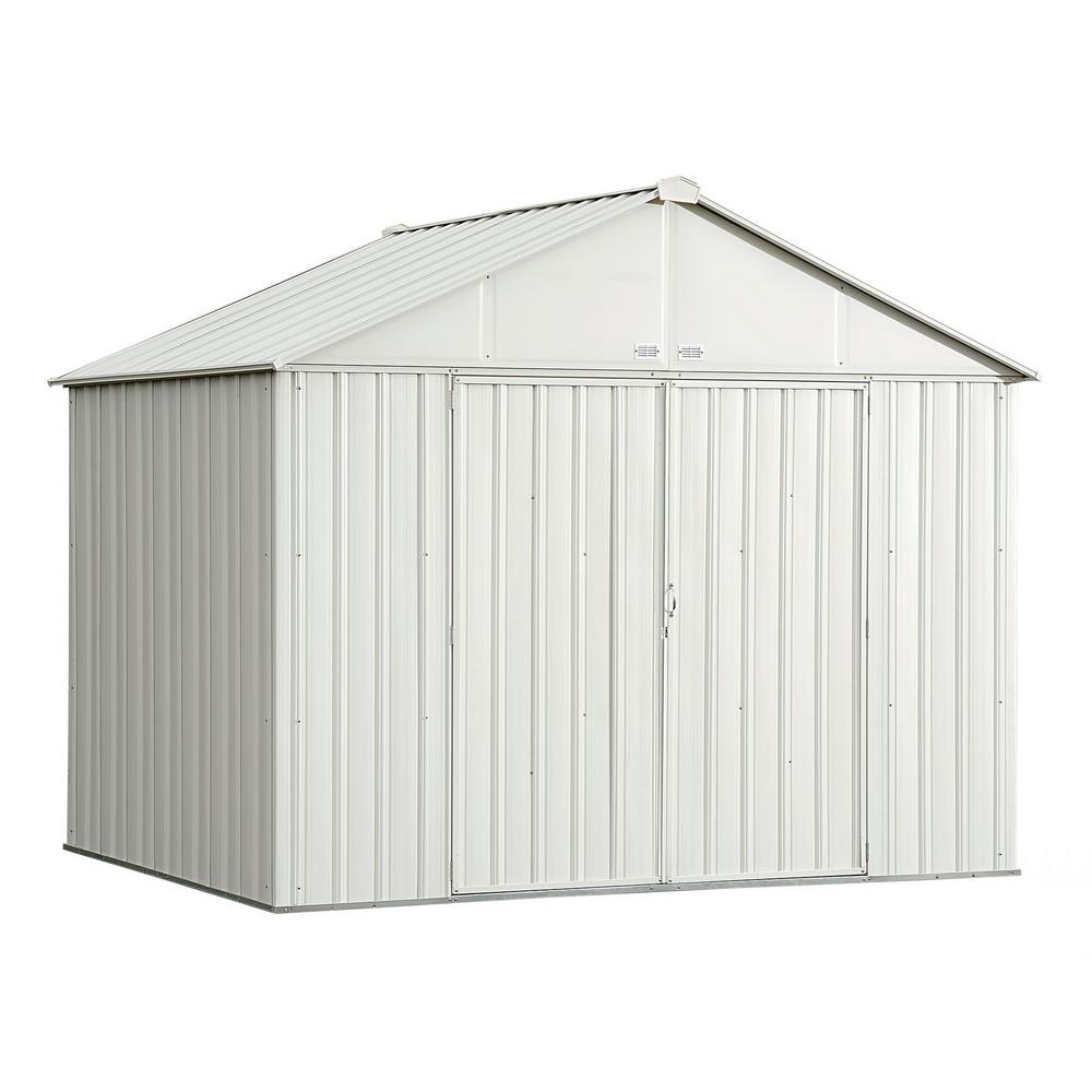 5 Metal Sheds The Home Depot Ezee Shed 10 Ft X 8 Galvanized Steel Cream Extra High Gable