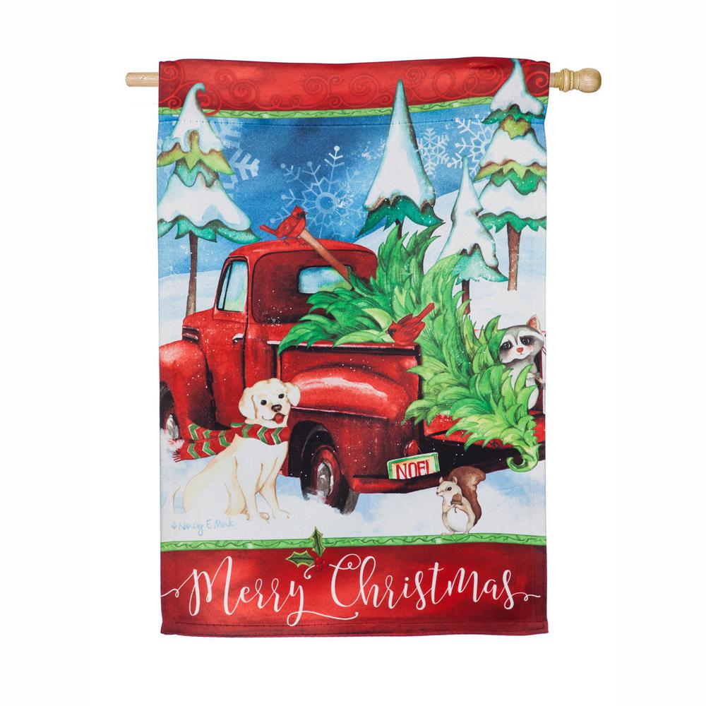 Evergreen 28 In X 44 In Bringing Home The Tree House Suede Flag