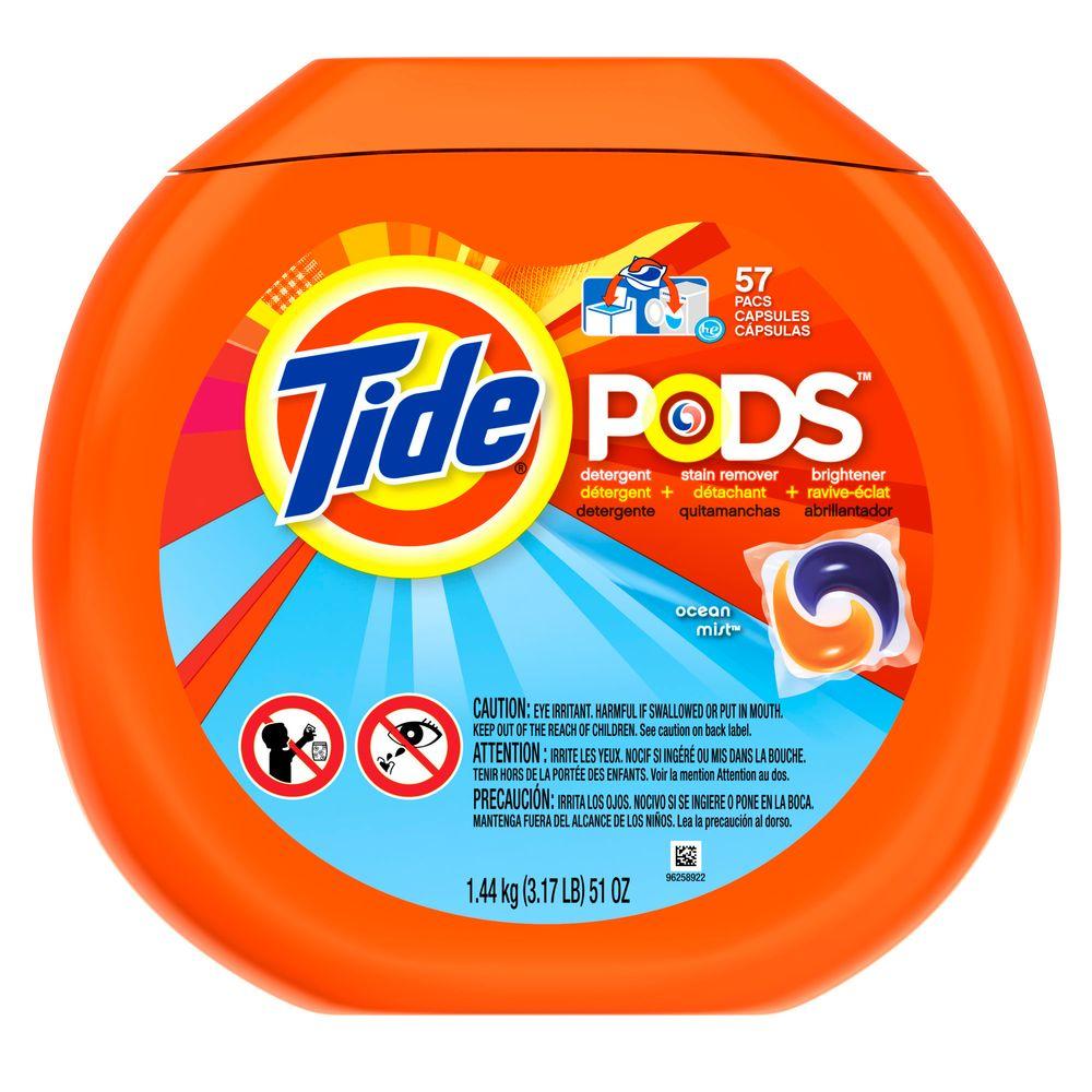 Tide Pods Ocean Mist Scent Unit Dose Laundry Detergent (57-Count ...