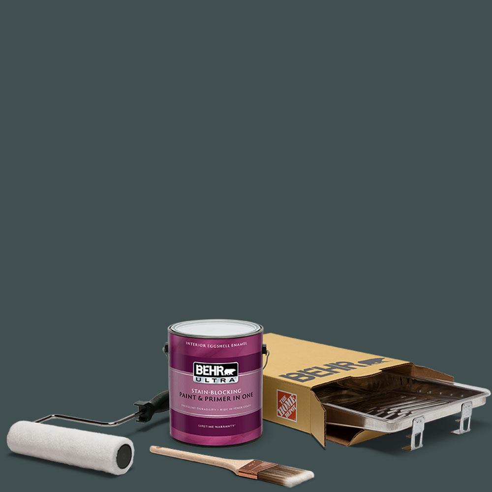 BEHR 1 gal. MQ644 Black Evergreen Ultra Eggshell Enamel Interior