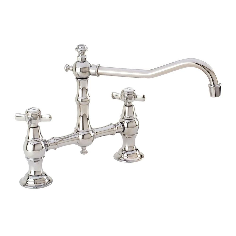 Newport Brass 12 In 2 Handle Mid Arc Bridge Kitchen Faucet In Polished   Polished Chrome Newport Brass Bridge Faucets 945 26 64 1000 