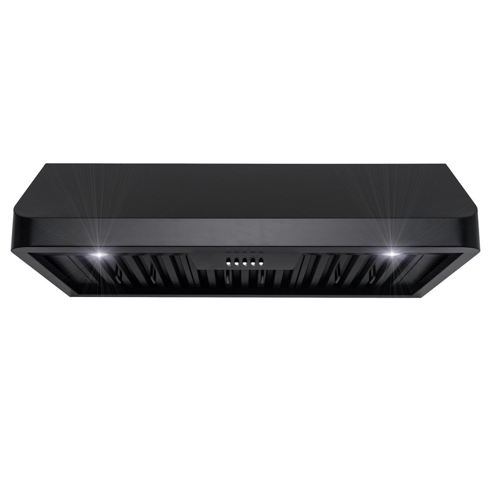 AKDY 36 in. Ducted Under Cabinet Kitchen Range Hood in Black Painted Under Cabinet Range Hood Black Stainless Steel