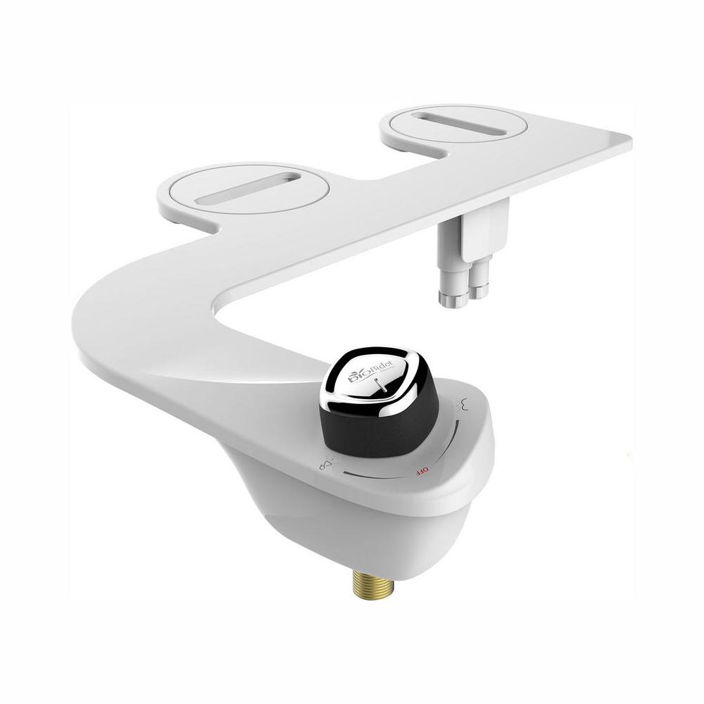 BIO BIDET SlimEdge Non-Electric Bidet Attachment System in White with Seat Bumpers