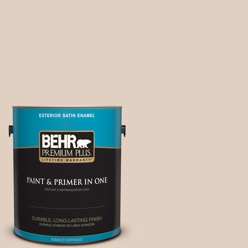 BEHR Premium Plus 1gal. N2402 Adobe Sand Satin Enamel Exterior Paint
