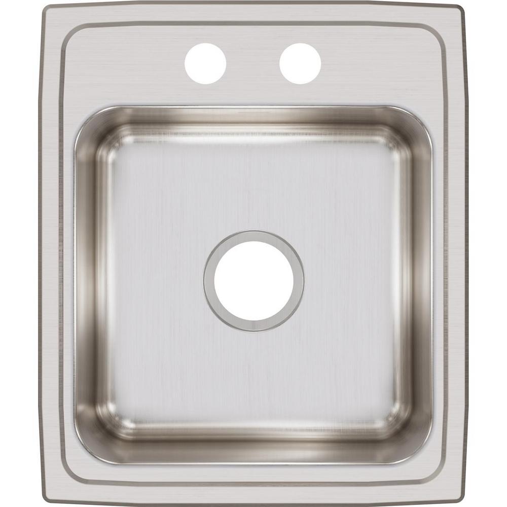 Elkay Ertone Drop In Stainless Steel 17 X 20 2 Hole Single Bowl Kitchen Sink