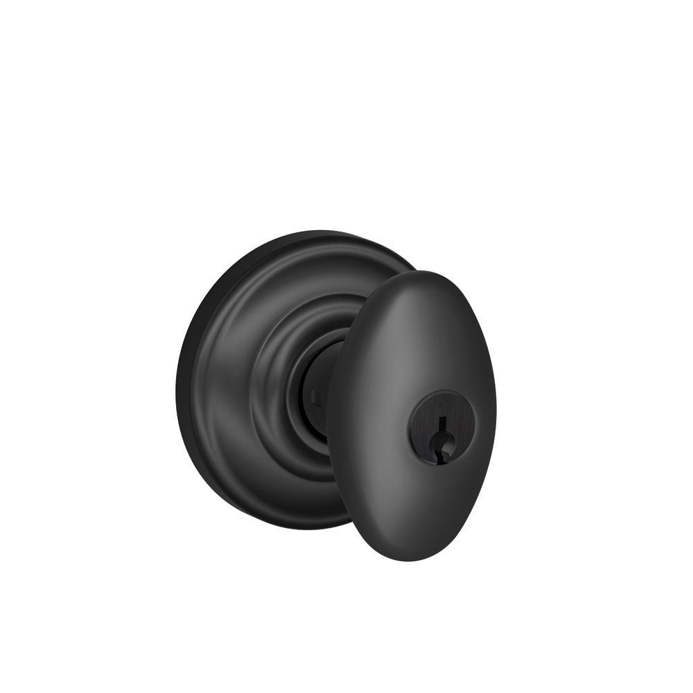 Schlage Siena Matte Black Keyed Entry Door Knob with Andover TrimF51A SIE 622 AND The Home Depot