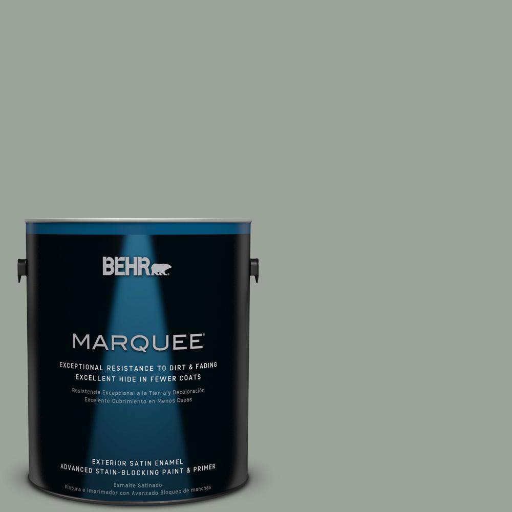 BEHR MARQUEE 1gal. 710F4 Sage Gray Satin Enamel Exterior Paint945401 The Home Depot