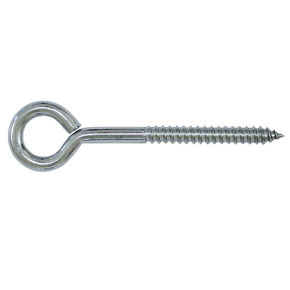 Everbilt 3/8 in. x 4-1/2 in. Zinc-Plated Lag Thread Screw Eye ...